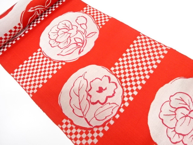 JAPANESE KIMONO / ANTIQUE BOLT FOR HASSUN OBI / WOVEN FLOWER